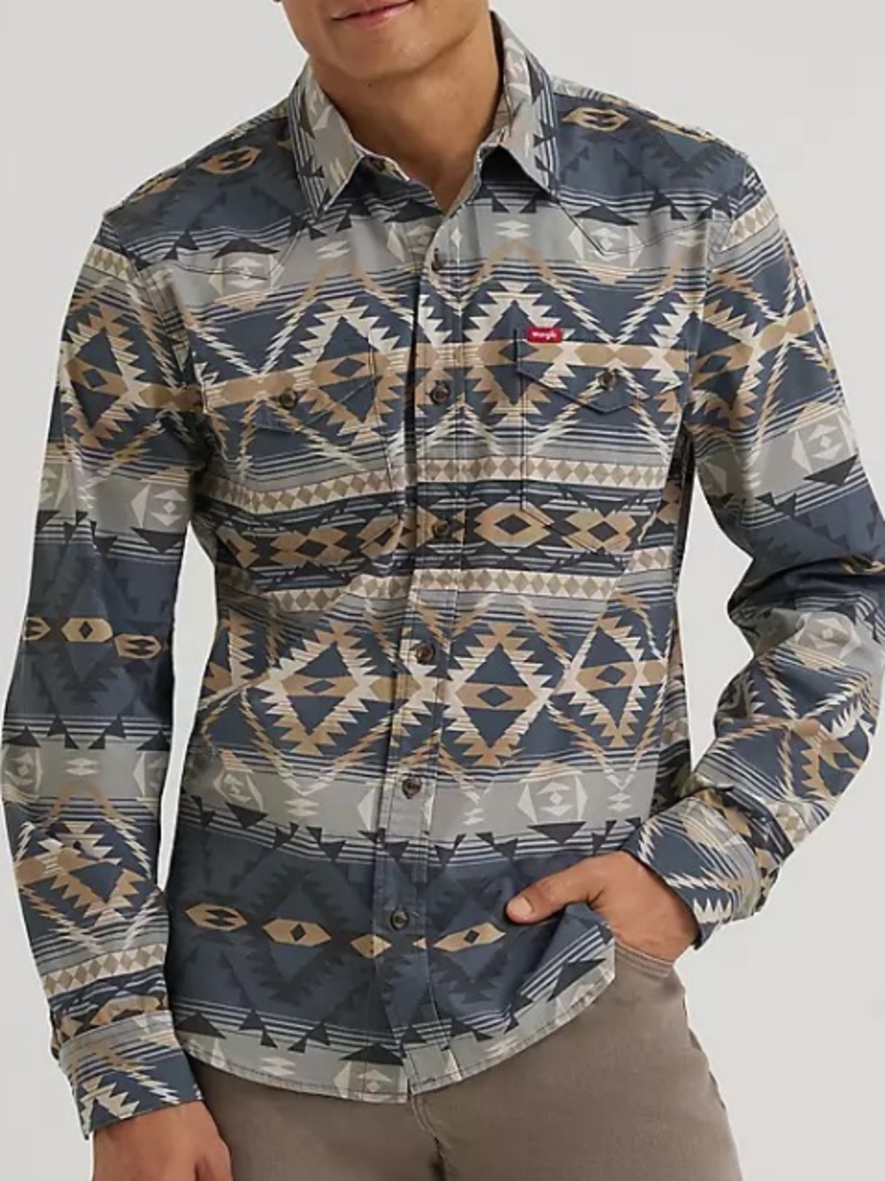 NWT size XL Wrangler Aztec Print Novelty long sleeve button down shirt